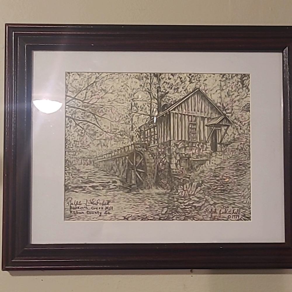 1979 Ralph J Mitchell Print- Rare Hand Signed Barker's Creek Mill-Rabun Co GA